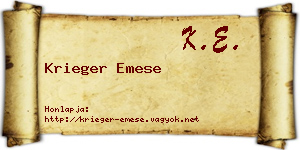 Krieger Emese névjegykártya